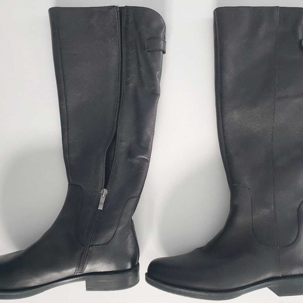 Franco Sarto Castor Leather Knee High Boots Black Size 8.5 Riding Boots